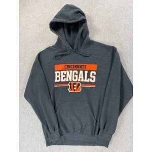 Cincinnati Bengals Screened Logo Stadium Hoodie Sweatshirt (Men's Medium) Gray